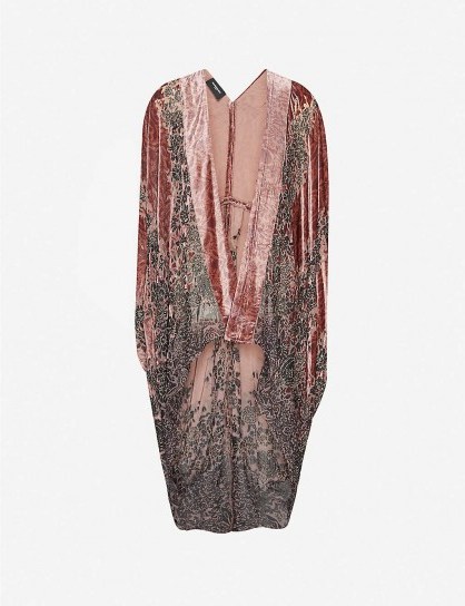 THE KOOPLES Floral-print asymmetric velvet cape in PIN03 ~ luxe evening capes - flipped