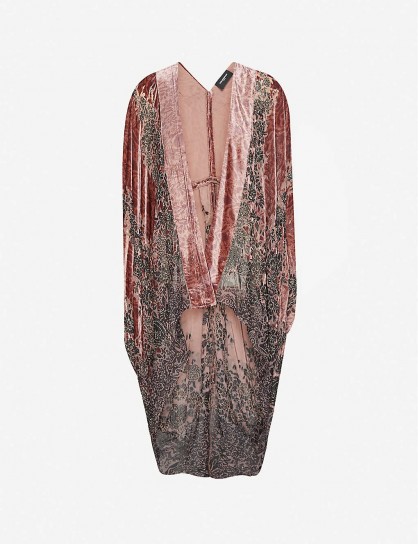 THE KOOPLES Floral-print asymmetric velvet cape in PIN03 ~ luxe evening capes