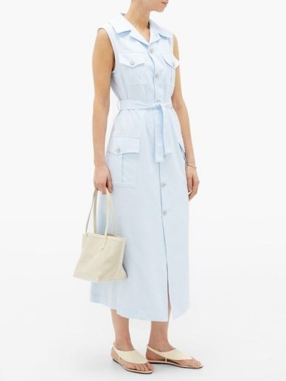 GIULIVA HERITAGE COLLECTION The Mary Angel belted cotton shirt dress in sky blue ~ classic designs - flipped