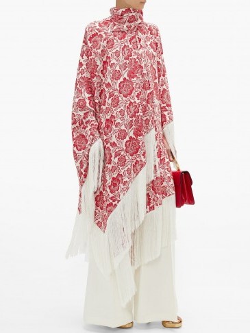 ERDEM Thera floral-jacquard wrap cape – matches fashion - flipped