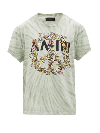 AMIRI Tie-dye logo-print cotton T-shirt in green
