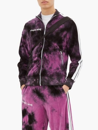 PALM ANGELS Purple tie-dyed velour track top - flipped