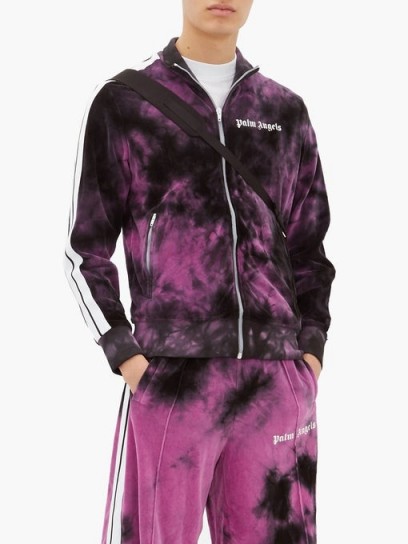PALM ANGELS Purple tie-dyed velour track top