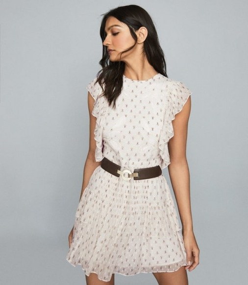 REISS VALERIE FLORAL PRINT MINI DRESS CREAM ~ feminine and fluttery dresses - flipped