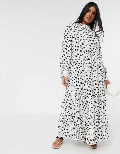 Verona Curve high neck maxi smock dress in scatter spot - flipped