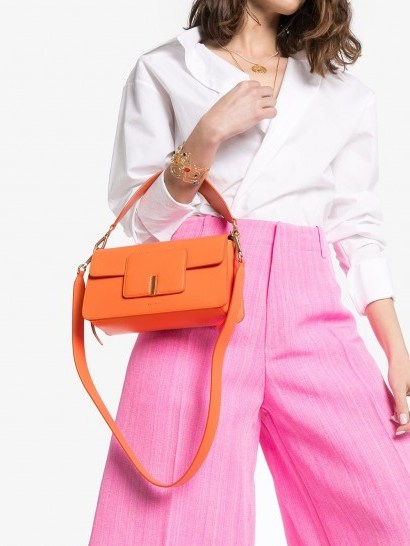 WANDLER Georgia orange-leather shoulder bag / small bright handbags - flipped