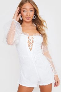 IN THE STYLE WHITE DOBBY MESH PLAYSUIT