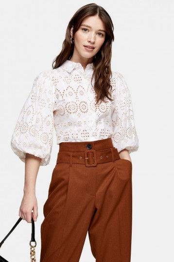 Topshop White Embroidered Shirt