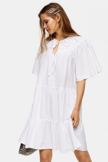 Topshop White Poplin Smock Mini Dress | tiered dresses - flipped