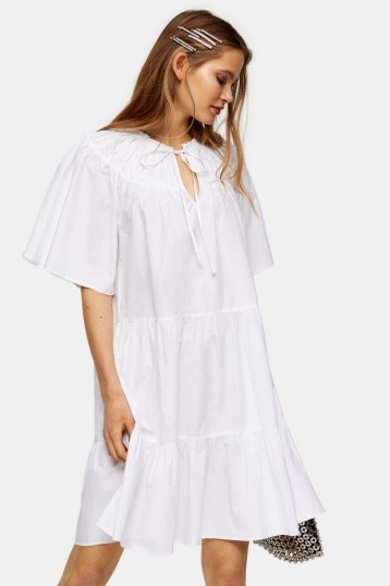 Topshop White Poplin Smock Mini Dress | tiered dresses