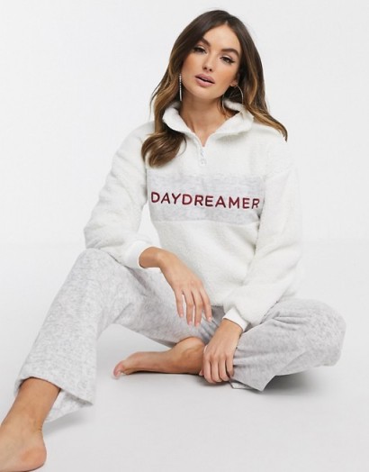 Women’secret Daydreamer borg fleece loungewear set in vanilla