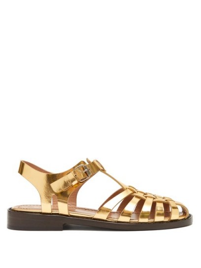 MARNI Woven metallic gold-leather sandals