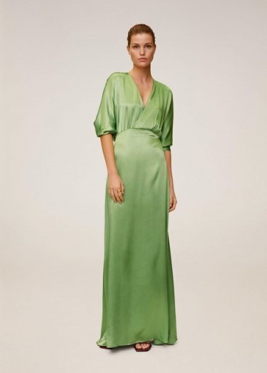 Mango Wrapped satin dress green REF. 67036306-MIRANDA-I-LM / maxi dresses - flipped