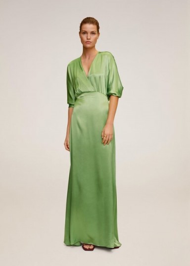 Mango Wrapped satin dress green REF. 67036306-MIRANDA-I-LM / maxi dresses