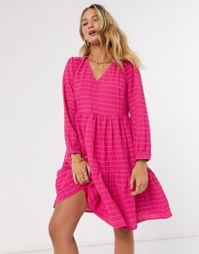 Y.A.S textured smock dress in pink - flipped