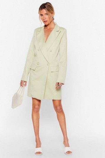 NASTY GAL You’re in My Business Oversized Blazer Dress in Sage – jacket dresses