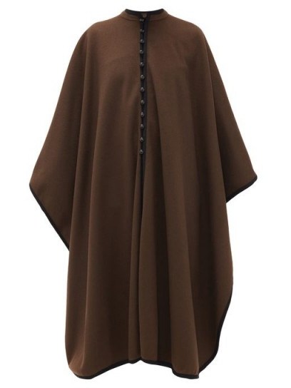 WILLIAM VINTAGE YSL 1976 buttoned wool cape in brown - flipped