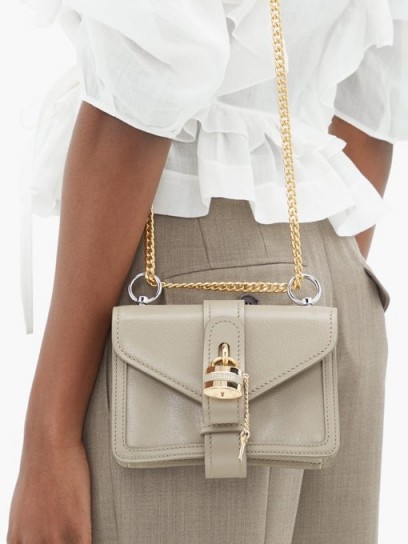 CHLOÉ Aby mini leather shoulder bag taupe grey – small luxe bags