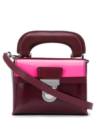 ACNE STUDIOS mini satchel tote bag in burgundy-red and pink | small top handle bags