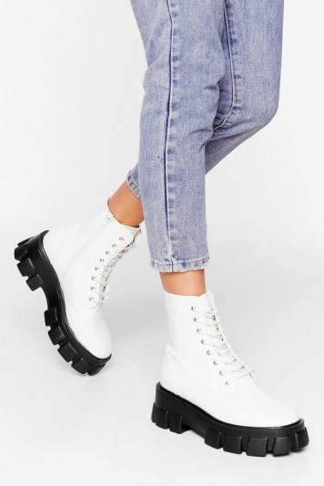 Admit De-cleat Wide Fit Faux Leather Boots White