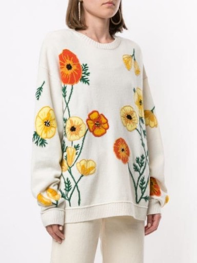 ALANUI poppy-intarsia embroidered jumper