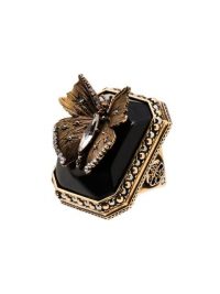 ALEXANDER MCQUEEN stone butterfly skull cocktail ring / large statement piece