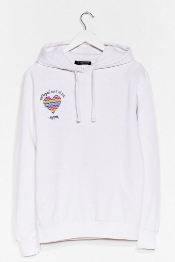 NASTY GAL All in This Together Charity Graphic Hoodie White – slogan hoodies - flipped