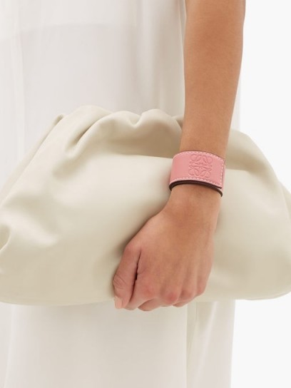 LOEWE Anagram-debossed pink-leather slap bracelet
