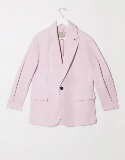 ASOS DESIGN hero XL grandad coat in pastel pink - flipped
