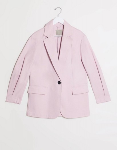 ASOS DESIGN hero XL grandad coat in pastel pink