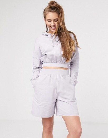 ASOS DESIGN lounge hoodie & board short in lilac - flipped
