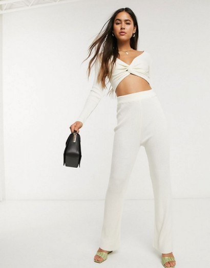 ASOS DESIGN twist knitted co-ord in cream
