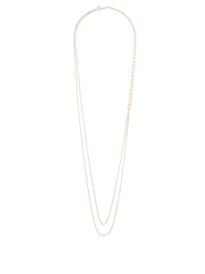 MIZUKI Asymmetric graduated-pearl 14kt gold necklace - flipped
