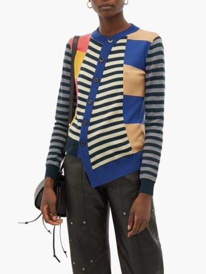 COLVILLE Asymmetric striped wool cardigan ~ multicoloured cardigans