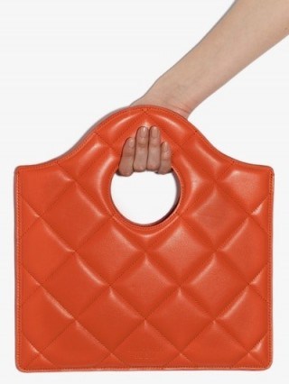 A.W.A.K.E. Mode Orange Quilted Leather Clutch Bag | bright bags - flipped
