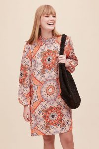Anthropologie x Kachel Fahari Tunic Dress Orange – vintage print shift dresses