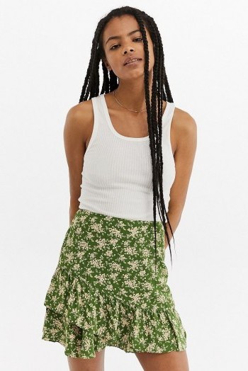 UO Ditsy Floral Ruffle Mini Skirt ~ asymmetric skirts - flipped
