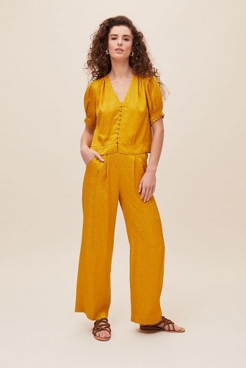 ANTHROPOLOGIE Gini Wide-Leg Trousers in Yellow - flipped