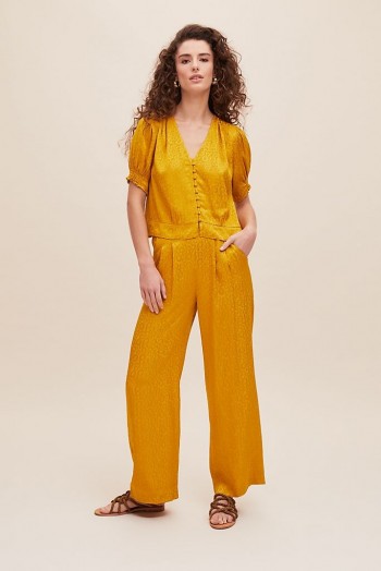ANTHROPOLOGIE Gini Wide-Leg Trousers in Yellow