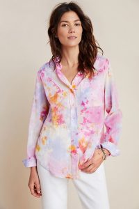 Pilcro The Cate Classic Tie-Dyed Shirt Pink / multicoloured shirts
