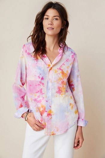 Pilcro The Cate Classic Tie-Dyed Shirt Pink / multicoloured shirts - flipped
