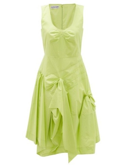 MOLLY GODDARD Baldwin gathered cotton midi dress ~ green sculptured dresses - flipped