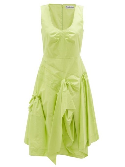 MOLLY GODDARD Baldwin gathered cotton midi dress ~ green sculptured dresses