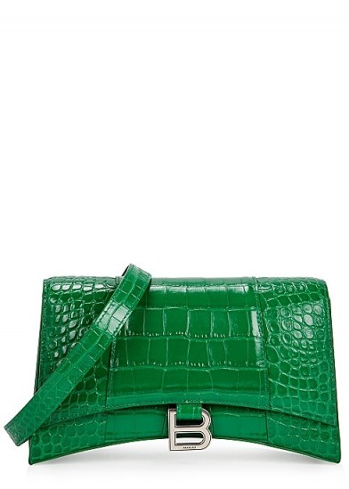 BALENCIAGA Hourglass green leather cross-body bag