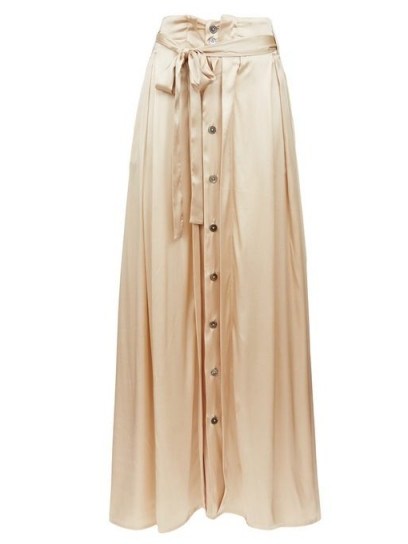 ANN DEMEULEMEESTER Belted silk-blend satin maxi skirt ~ luxe skirts - flipped