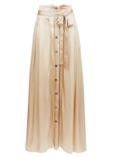 ANN DEMEULEMEESTER Belted silk-blend satin maxi skirt ~ luxe skirts