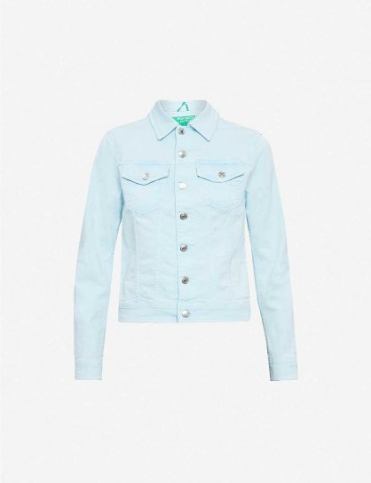 BENETTON Spread collar stretch organic-cotton denim jacket ~ casual summer jackets - flipped
