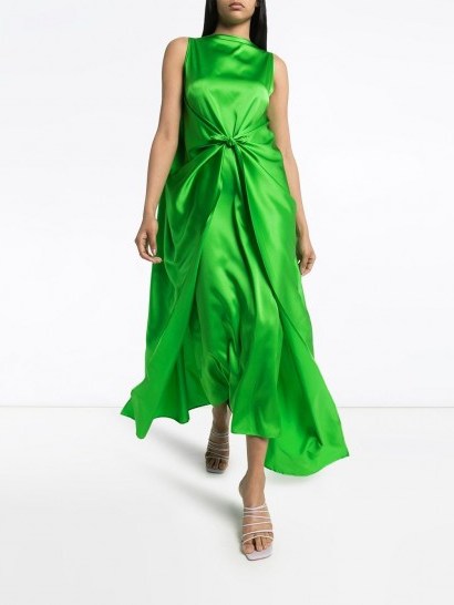 BERNADETTE Judy flared cape dress ~ bright green dresses - flipped