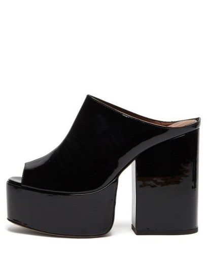 OSMAN Brigitte black patent-leather platform mules ~ shiny retro platforms - flipped