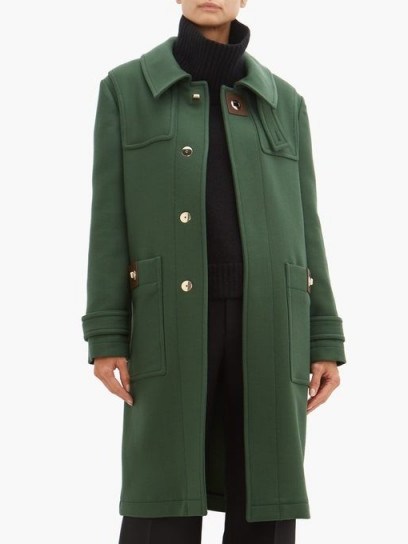 BURBERRY Bulford hooded wool-twill duffle coat in pine green - flipped